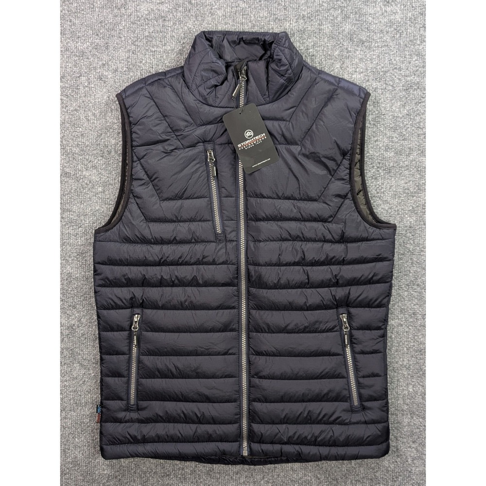 Stormtech Quilted Vest Men's Small Navy Full Zip Stand-Up Collar Zipped Pockets